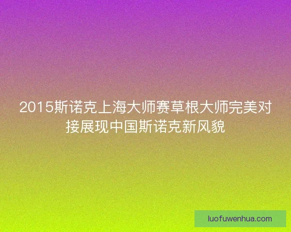 2015斯诺克上海大师赛草根大师完美对接展现中国斯诺克新风貌