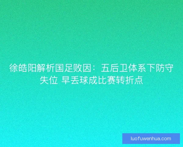 徐皓阳解析国足败因：五后卫体系下防守失位 早丢球成比赛转折点
