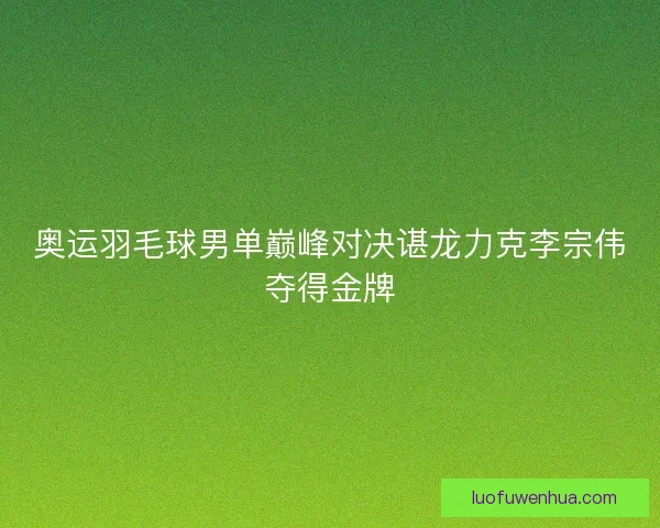 奥运羽毛球男单巅峰对决谌龙力克李宗伟夺得金牌 奥运羽毛球男单巅峰对决谌龙力克李宗伟夺得金牌